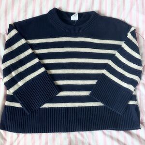 EUC Baby GAP Navy and Cream Striped Toddler Girls Sweater